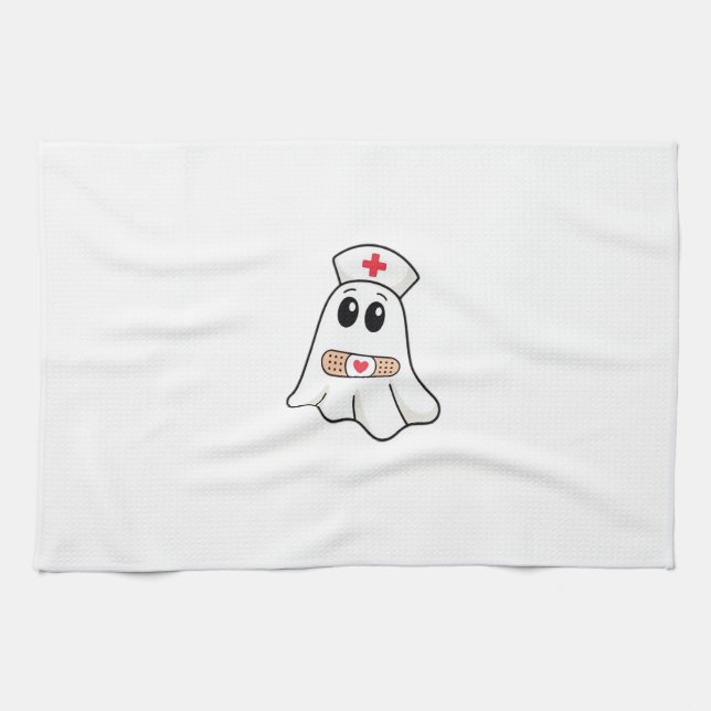 BOO BOO CREW Ghost Nurse Funny Halloween Essential Tea Towel (Horizontal)