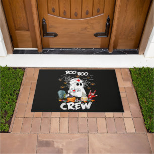 Boo Boo Crew Ghost Nurse Halloween Spooky Doormat