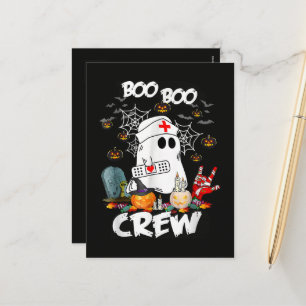 Boo Boo Crew Ghost Nurse Halloween Spooky  Holiday Postcard