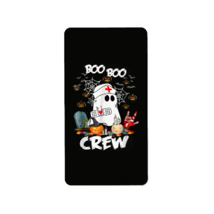 Boo Boo Crew Ghost Nurse Halloween Spooky Label