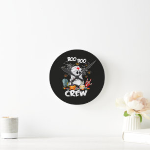 Boo Boo Crew Ghost Nurse Halloween Spooky Round Clock