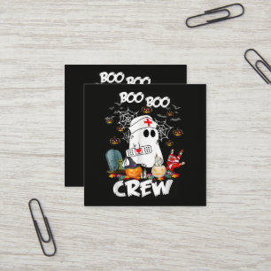 Boo Boo Crew Ghost Nurse Halloween Spooky Square Business Card