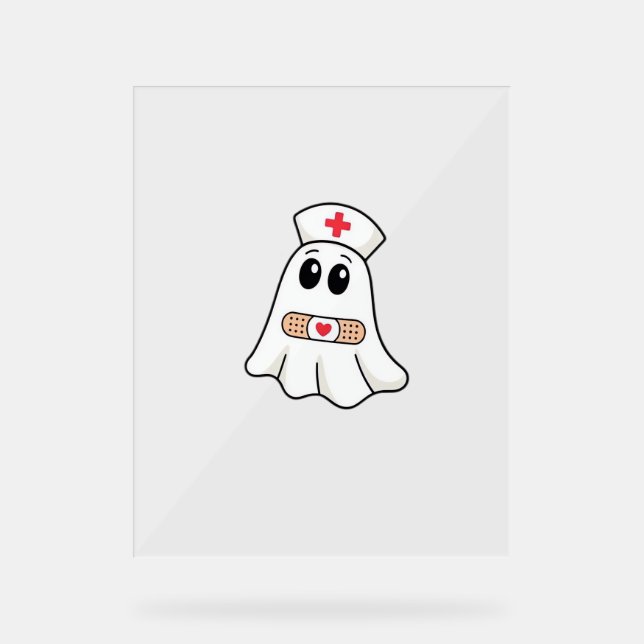 Boo Boo Crew Ghost Nurse Oversized T-Shirt Acrylic Sign (Front)
