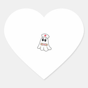 Boo Boo Crew Ghost Nurse Oversized T-Shirt Heart Sticker