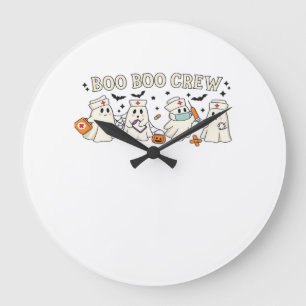 Boo Boo Crew Ghost Nurse Oversized T-Shirt Large Clock