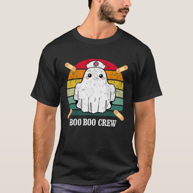 Boo Boo Crew Ghost Nurse Retro Halloween 2020 Nurs T-Shirt (Front)