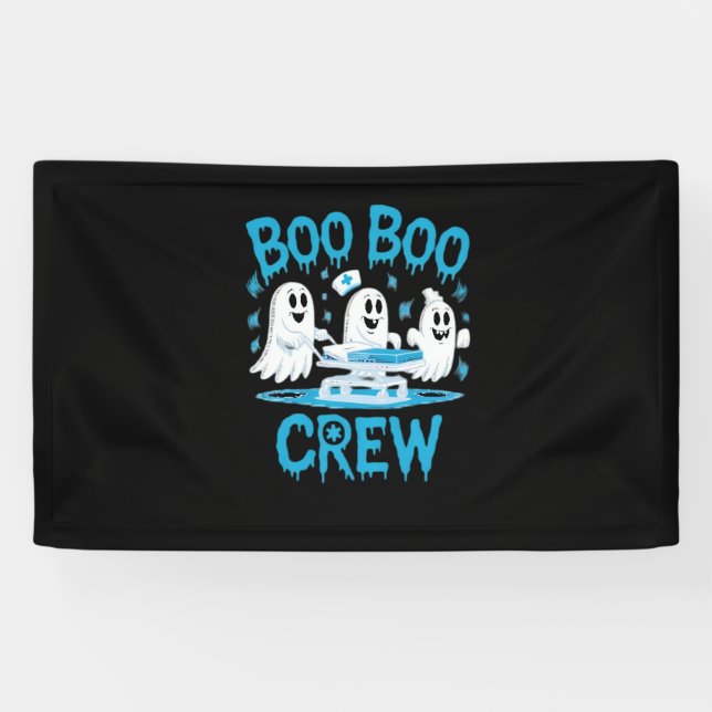 Boo Boo Crew Ghost Paramedic Nurse Halloween Essen Banner (Horizontal)