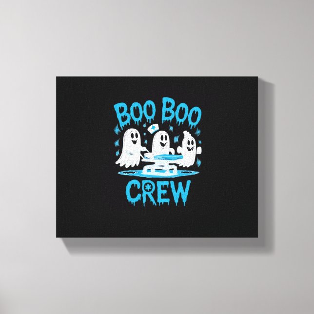 Boo Boo Crew Ghost Paramedic Nurse Halloween Essen Canvas Print (Front)