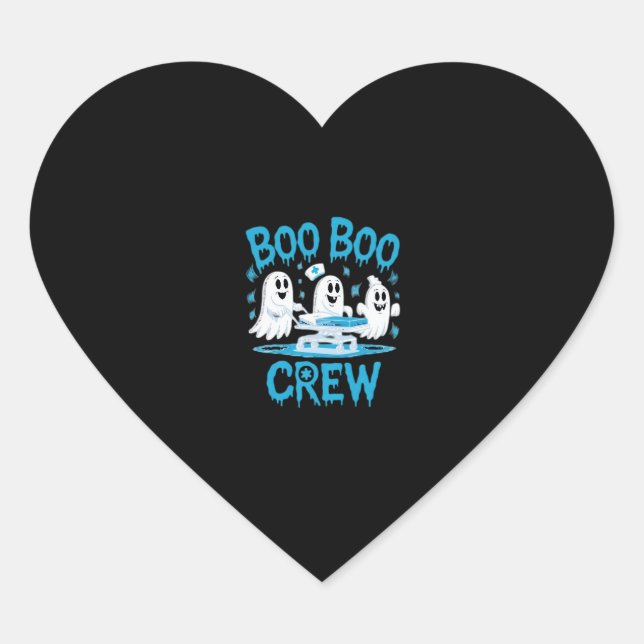 Boo Boo Crew Ghost Paramedic Nurse Halloween Essen Heart Sticker (Front)