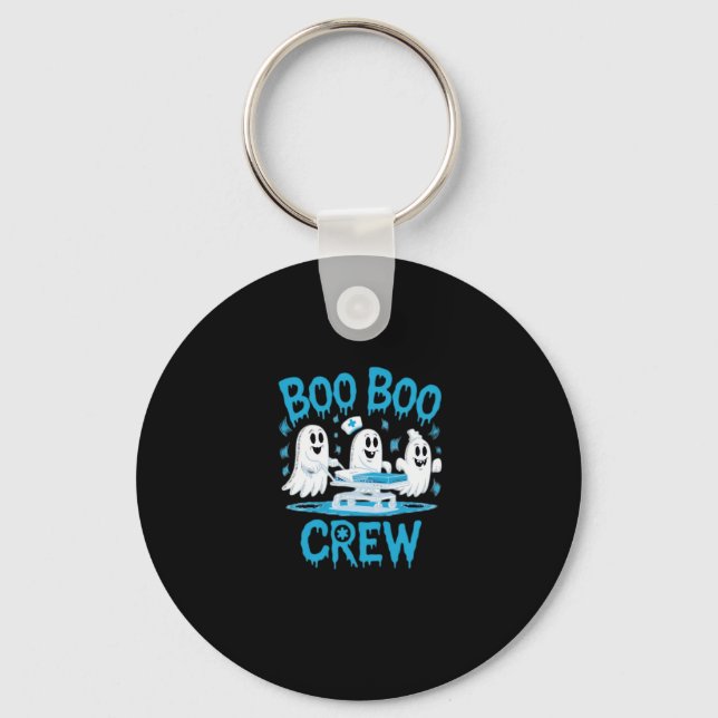 Boo Boo Crew Ghost Paramedic Nurse Halloween Essen Key Ring (Front)