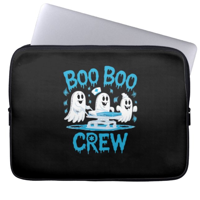 Boo Boo Crew Ghost Paramedic Nurse Halloween Essen Laptop Sleeve (Front)
