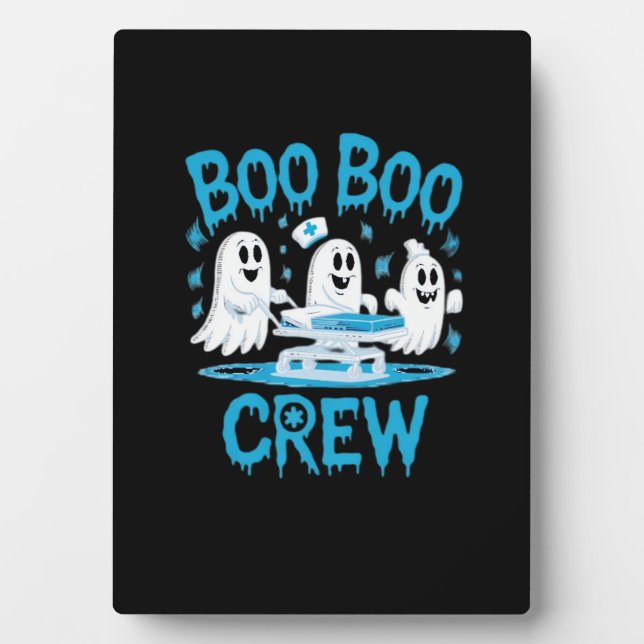 Boo Boo Crew Ghost Paramedic Nurse Halloween Essen Plaque (Front)