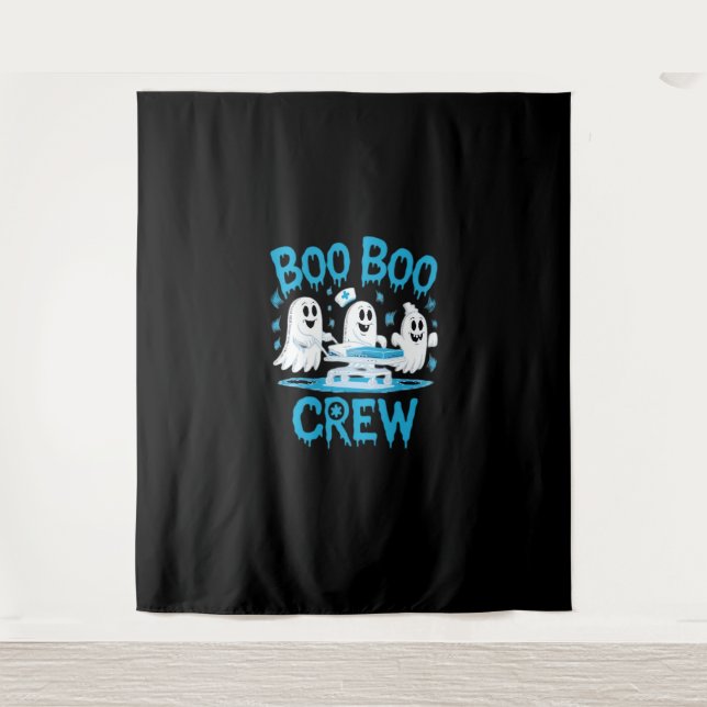 Boo Boo Crew Ghost Paramedic Nurse Halloween Essen Tapestry (Front)