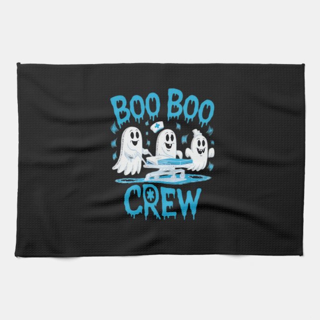Boo Boo Crew Ghost Paramedic Nurse Halloween Essen Tea Towel (Horizontal)