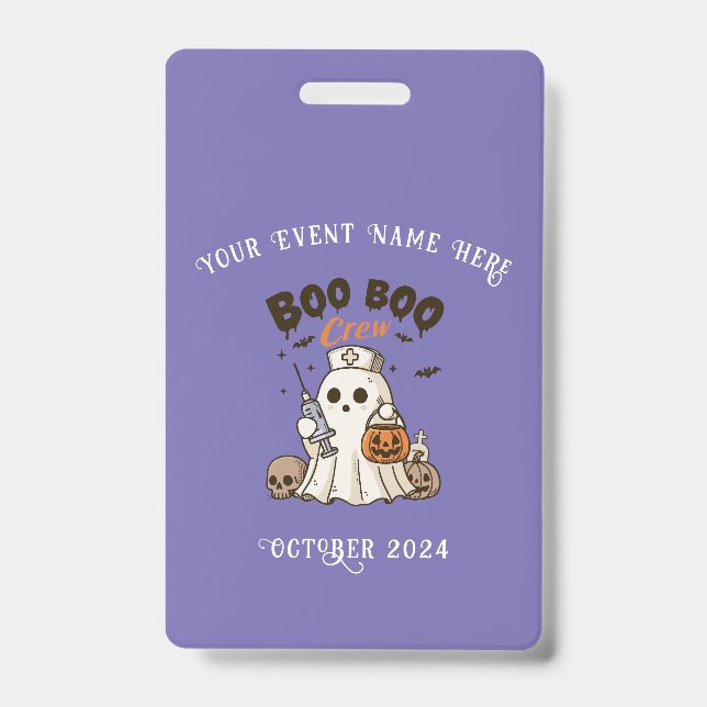 Boo Boo Crew Halloween Badge for Nurses ID Badge (Front)