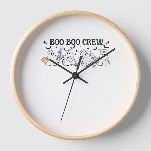 boo Boo Crew Halloween Classic T-Shirt Clock (Front)