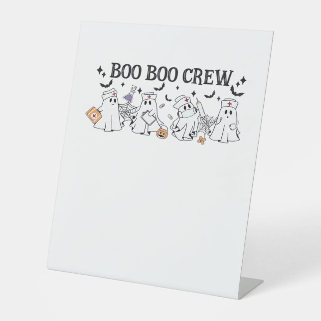 boo Boo Crew Halloween Classic T-Shirt Pedestal Sign (Front)