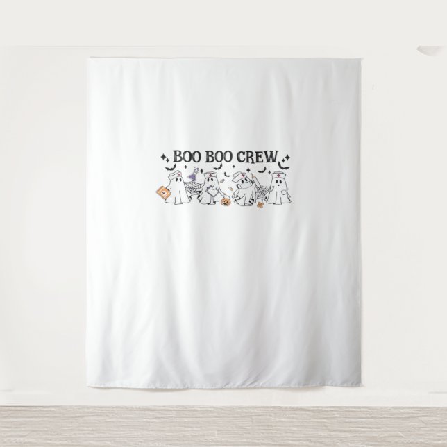 boo Boo Crew Halloween Classic T-Shirt Tapestry (Front)