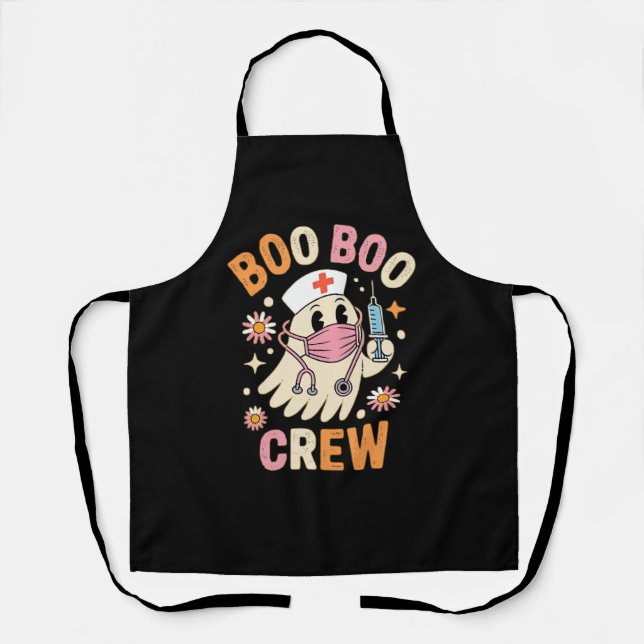 Boo Boo Crew Halloween Ghost Nurse Essential T-Shi Apron (Front)