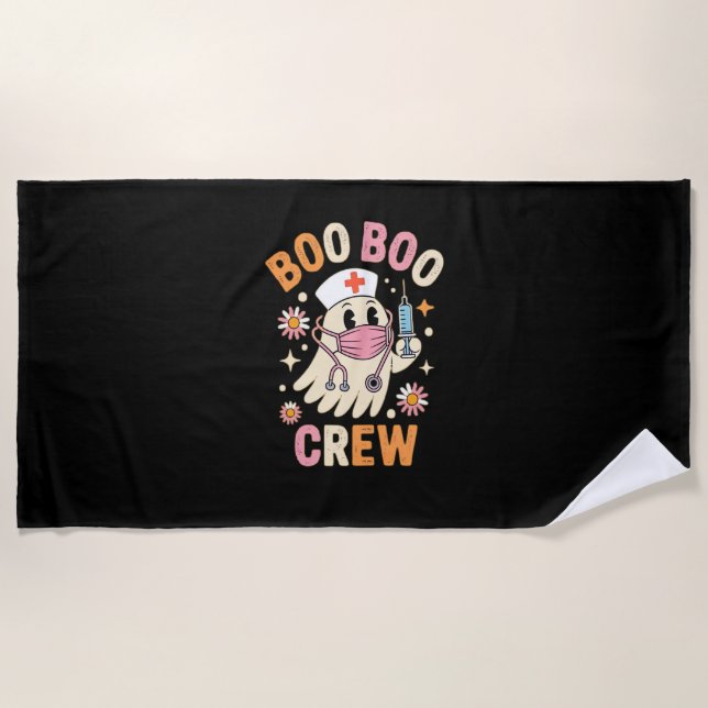 Boo Boo Crew Halloween Ghost Nurse Essential T-Shi Beach Towel (Front)