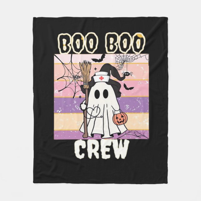 Boo Boo Crew Halloween Ghost Nurse Essential T-Shi Fleece Blanket (Front)