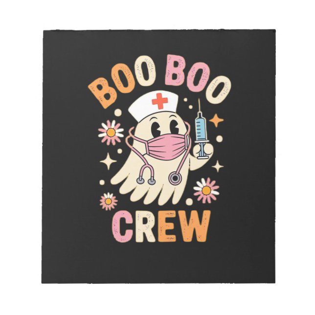 Boo Boo Crew Halloween Ghost Nurse Essential T-Shi Notepad (Front)
