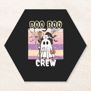 Boo Boo Crew Halloween Ghost Nurse Essential T-Shi Paper Coaster