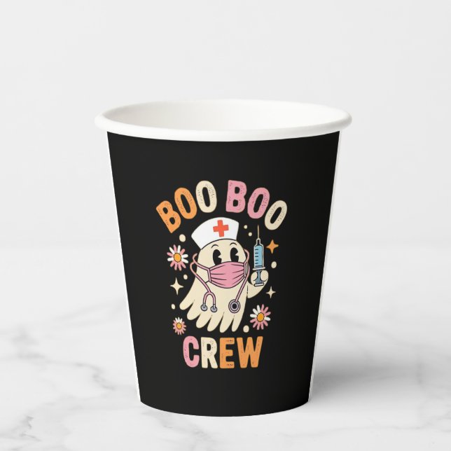 Boo Boo Crew Halloween Ghost Nurse Essential T-Shi Paper Cups (Front)