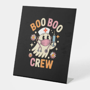 Boo Boo Crew Halloween Ghost Nurse Essential T-Shi Pedestal Sign