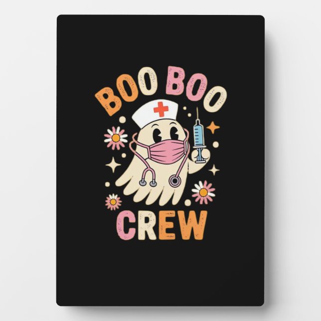 Boo Boo Crew Halloween Ghost Nurse Essential T-Shi Plaque (Front)