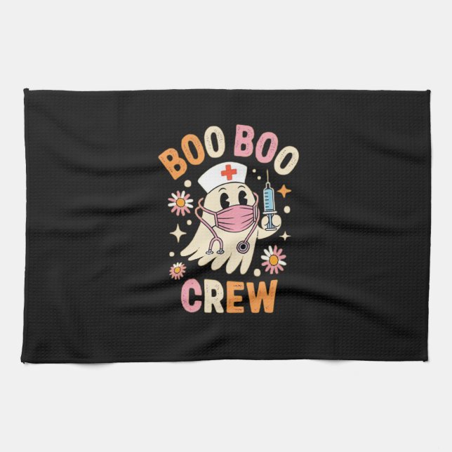 Boo Boo Crew Halloween Ghost Nurse Essential T-Shi Tea Towel (Horizontal)