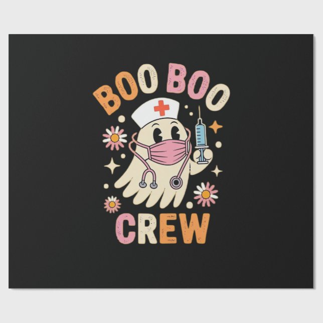 Boo Boo Crew Halloween Ghost Nurse Essential T-Shi Wrapping Paper (Flat)