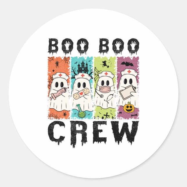 Boo Boo Crew Halloween Nurse Classic Round Sticker (Front)
