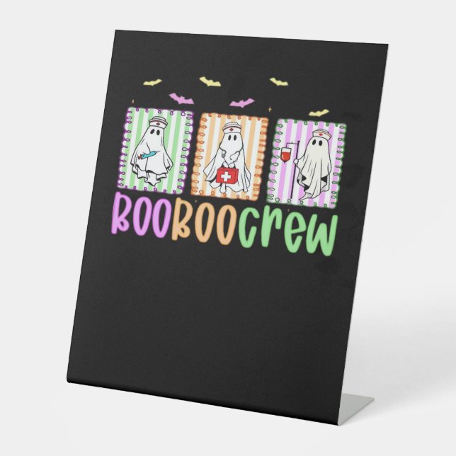 Boo Boo Crew Halloween Nurse Essential T-Shirt Pedestal Sign (Front)