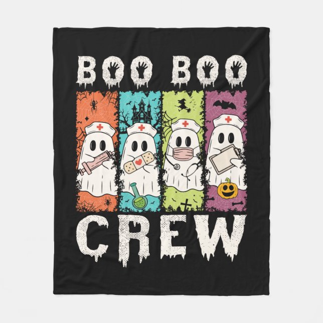 Boo Boo Crew Halloween Nurse Fleece Blanket (Front)