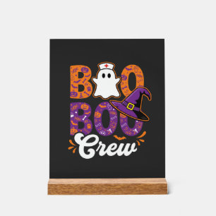 Boo Boo Crew Halloween Nurse Ghost Design Acrylic Sign
