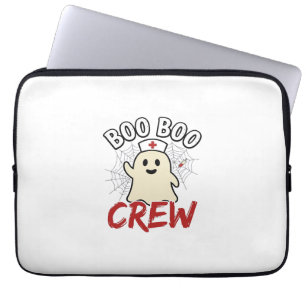 Boo Boo Crew Halloween Nurse Ghost Vintage Design_ Laptop Sleeve