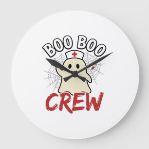 Boo Boo Crew Halloween Nurse Ghost Vintage Design_ Large Clock