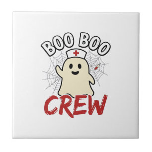 Boo Boo Crew Halloween Nurse Ghost Vintage Design_ Tile