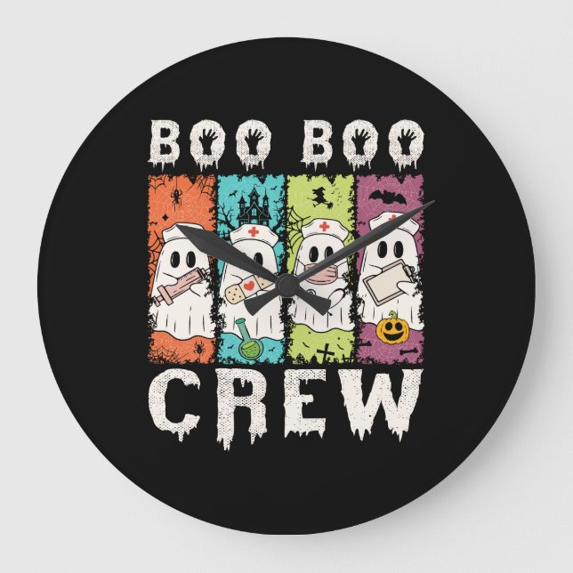Boo Boo Crew Halloween Nurse Large Clock (Front)