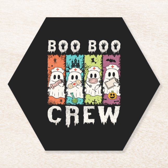 Boo Boo Crew Halloween Nurse Paper Coaster (Front)