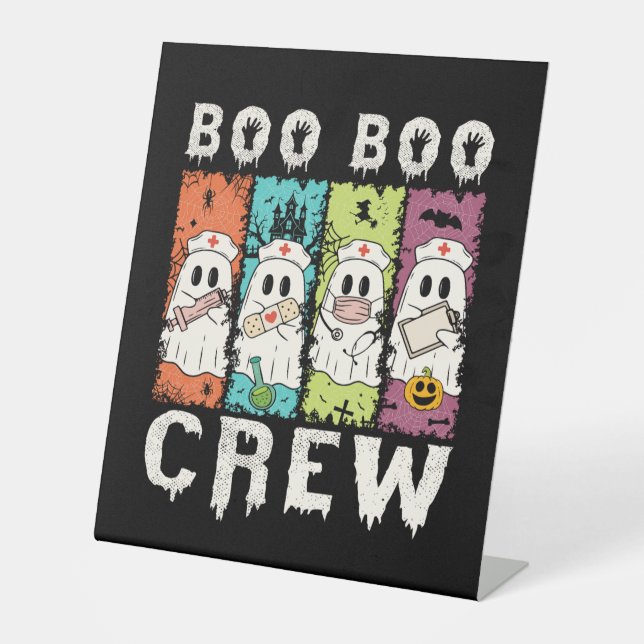 Boo Boo Crew Halloween Nurse Pedestal Sign (Front)