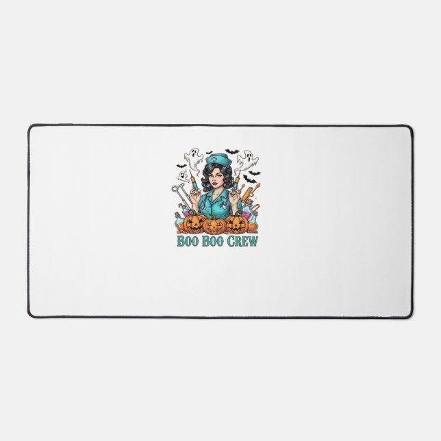 Boo Boo Crew Halloween Nurse with Syringes and Pum Desk Mat (Front)