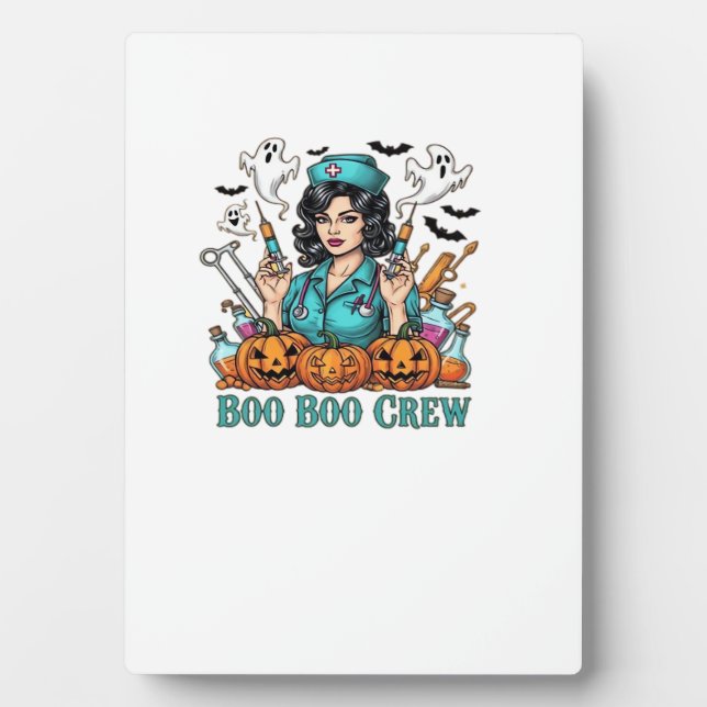 Boo Boo Crew Halloween Nurse with Syringes and Pum Plaque (Front)