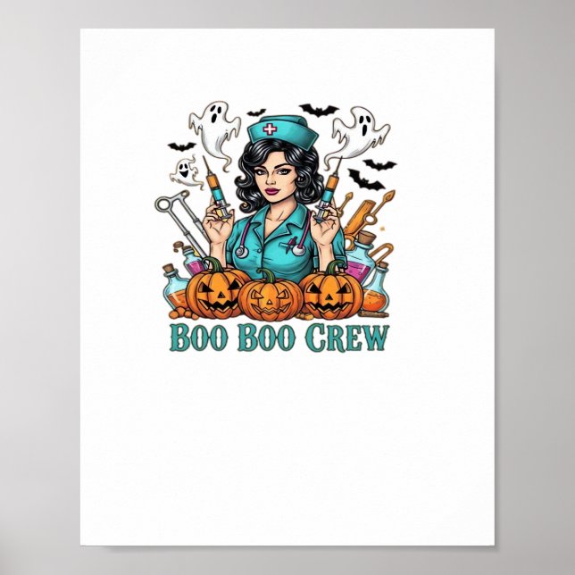 Boo Boo Crew Halloween Nurse with Syringes and Pum Poster (Front)