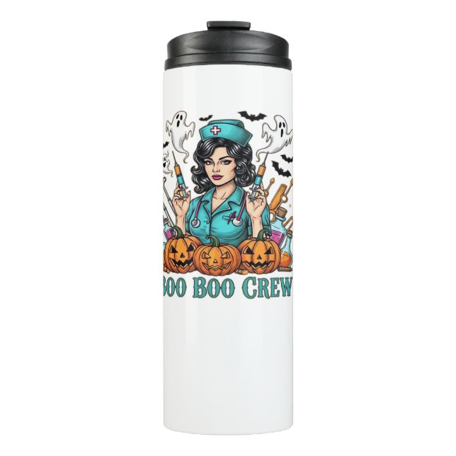 Boo Boo Crew Halloween Nurse with Syringes and Pum Thermal Tumbler (Front)