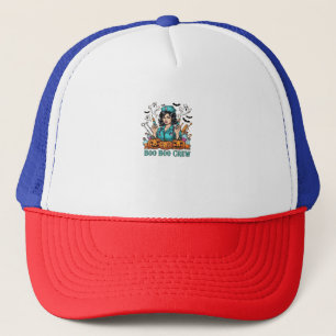 Boo Boo Crew Halloween Nurse with Syringes and Pum Trucker Hat