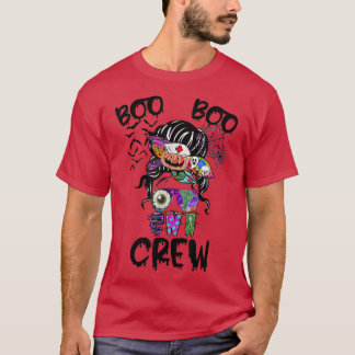 Boo boo crew messy bun women nurse cna fun hallowe T-Shirt