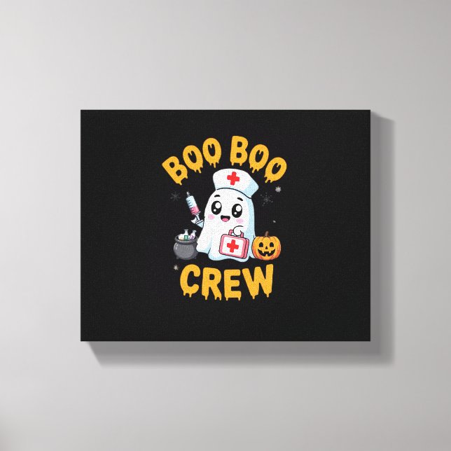 Boo Boo Crew Nurse Cute Ghost Halloween Nursing Es Canvas Print (Front)