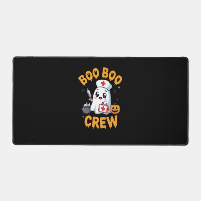 Boo Boo Crew Nurse Cute Ghost Halloween Nursing Es Desk Mat (Front)